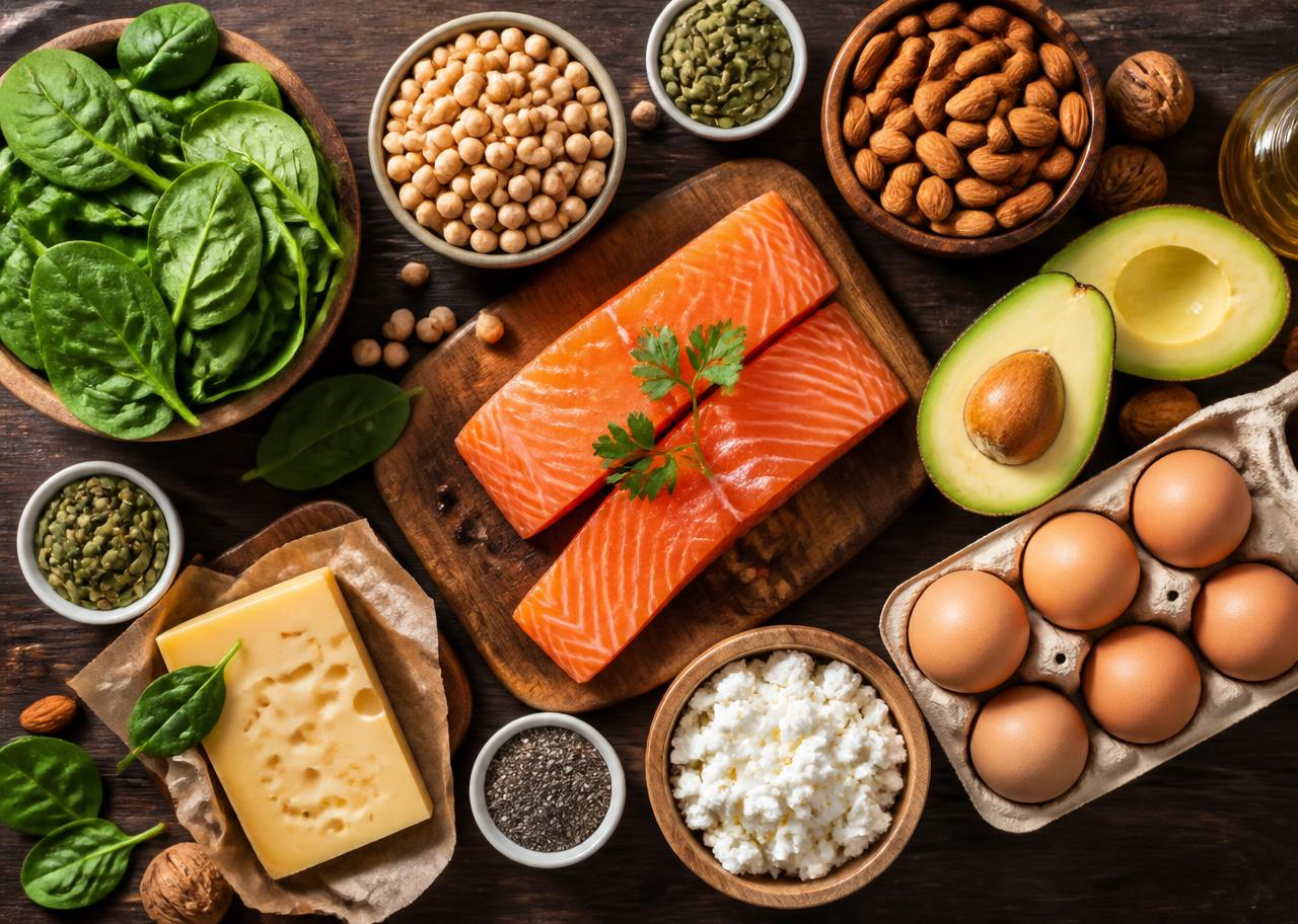 Mesa com alimentos frescos e nutritivos
